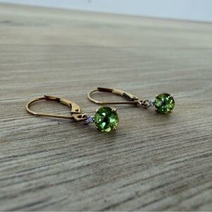 14K Gold Peridot Drop Earrings